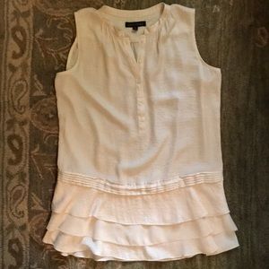 Cream satiny top - long for pairing w/tight pants
